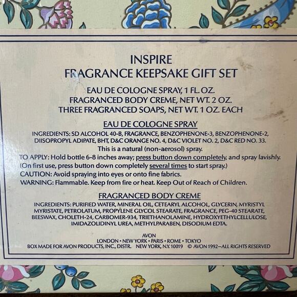 1992 Avon Inspire Fragrance Keepsake Gift Set Vintage Cologne Body Cream Soaps - Picture 6 of 6